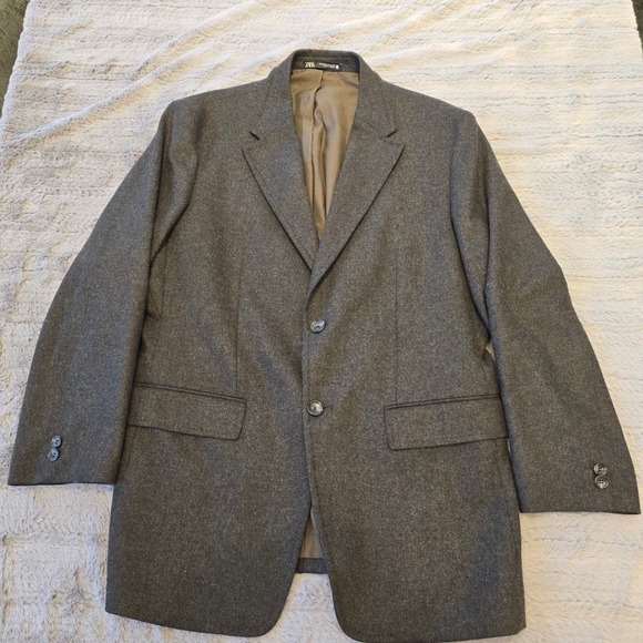 Zara Man Other - Zara Man Blazer Jacket Mens‎ 42 Charcoal Grey Wool Blend Two Button Sport Coat